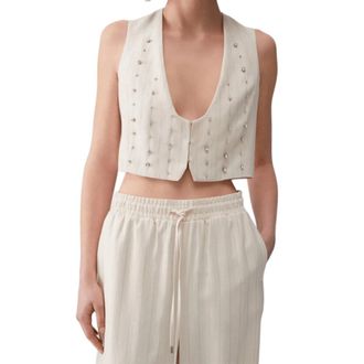 Liu Jo Vests, female, Beige, Size: XL Cremino Stripe Gilet