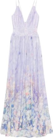 Saiid Kobeisy Abito lungo con stampa a fiori - Viola