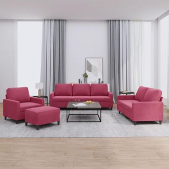 vidaXL Vidaxl - Juego De Sof&aacute;s Con Cojines 4 Piezas Terciopelo Rojo Tinto