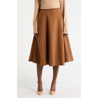 Renee C Faux Suede Flare Skirt in Camel at Nordstrom Rack, Size X-Small