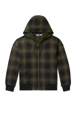 Polo Ralph Lauren Checked Cotton-Blend Jersey Zip-Up Hoodie