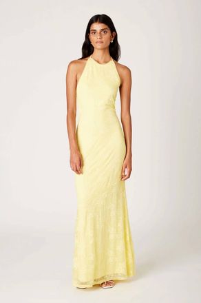Nia Glen Dress With Thigh-High Slit In Butter