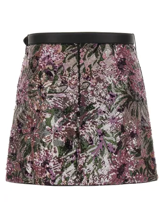 Self Portrait Floral Sequin Mini Skirt