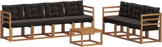 vidaXL Conjunto De Sof&aacute;s De Exterior 8 Uds. Natural Y Negro Vidaxl
