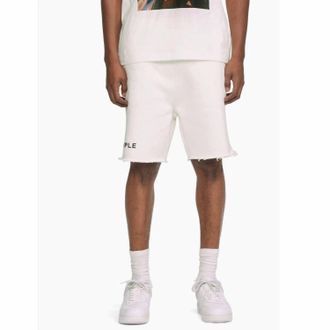 Purple Wordmark Heavyweight Fleece Short In Brilliant White