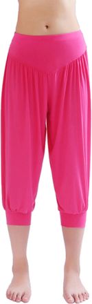 Hoerev Super Soft Modal Spandex Harem Yoga Pilates Pants Cropped Pants,DarkPink,XXL
