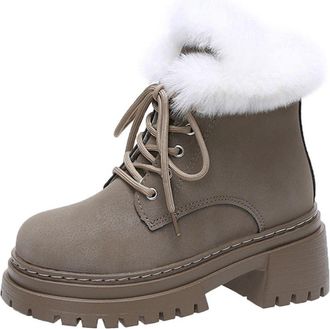 Generic Snow Boots Womens Winter Ankle Waterproof Fur Lined Leather Walking Lace Up Zipper Lightweight Casual Outdoor Ladies Warm Shoes Non Slip Mid Calf Ladi