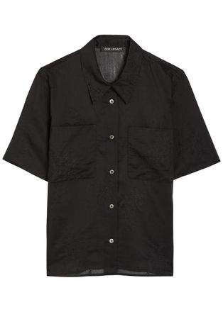 Our Legacy X-ray Embroidered Semi-sheer Chiffon Shirt - Black - 40 (UK12 / M)