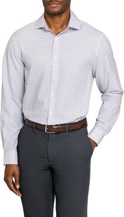 W.R.K Slim Fit Duo Geo Print Performance Dress Shirt in White/Black/Red at Nordstrom, Size 16.5 - R