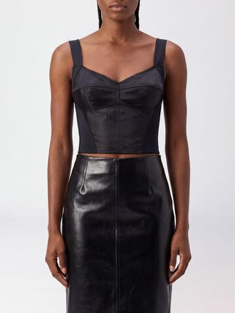 Dolce & Gabbana Cropped Satin Corset Top with Sweetheart Neckline