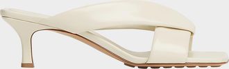 Bottega Veneta Riva Crisscross Nappa Leather Kitten Heel Mules