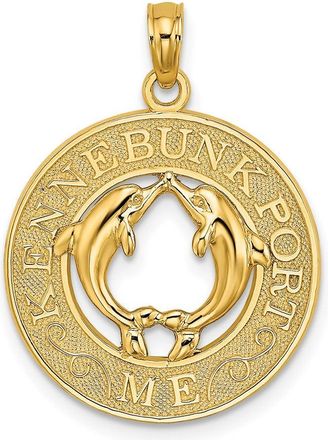 Diamond2Deal 14k Yellow Gold KENNEBUNKPORT ME Dolphins Charm Pendant