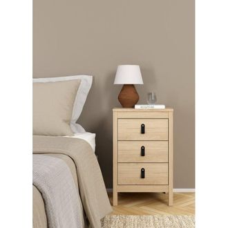 Dmora Dmora - Mesa De Noche Mirabelle, C&oacute;moda Baja, Mesilla De Noche, Estante De La Cama, 44x38 H70 Cm, Roble