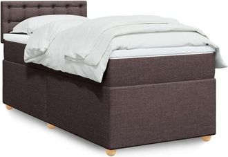 vidaXL Vidaxl - Cama Box Spring Con Colch&oacute;n Tela Marr&oacute;n Oscuro 80x200 Cm