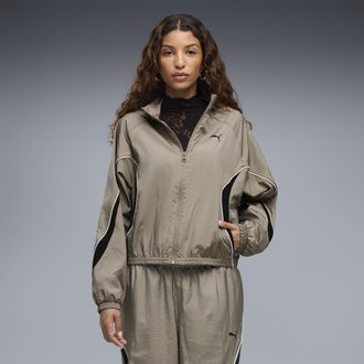 Puma Giacca in tessuto PUMA dal taglio morbido da donna, Abbigliamento, Beige, XL