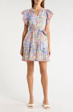 Sugarlips Eriny Verbena Floral Cotton Dress in Cream-Multi at Nordstrom, Size X-Large