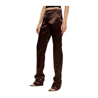 Alexander McQueen Brown High-Waisted Viscose Trousers