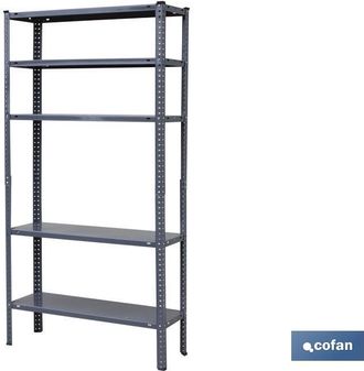 cofan Kit Estant. Metal C/torn. 5 Baldas 180x90x30 Gris, Estanter&iacute;a Met&aacute;lica Color Gris Oscuro Con Medidas En 180 Cm De Alto, 90 Cm De Ancho Con 30 Y 40 Cm 