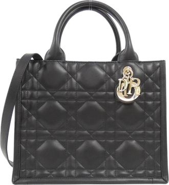 Dior Black Leather Handbag Tote Bag (Pre-Owned)