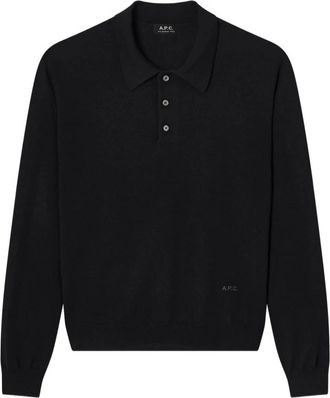 A.P.C. Polo Riou - Heren - Ronde hals truien - Zwart - L - Wol - Truien & Vesten