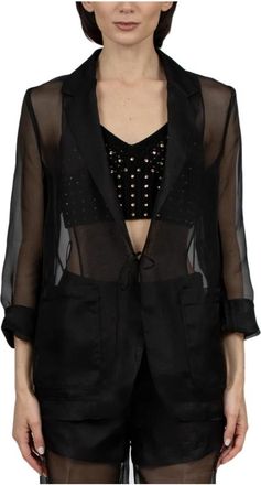 Forte_Forte My Jacket - Dames - Blazers - Zwart - M - Leer - Jassen