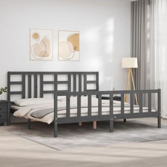 vidaXL Bed Frame without Mattress Grey 200x200 cm Solid Wood Pine Vidaxl