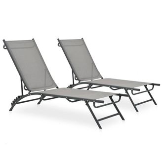 Berkfield Home Sun Loungers 2 pcs Textilene & Steel in Grey