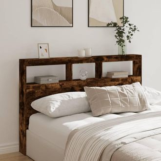 vidaXL Vidaxl - Cabecero De Cama Con Luz Led Roble Ahumado 160x17x102 Cm