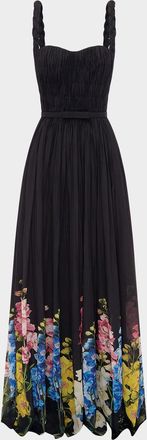 LEO LIN Angelina Ruched Floral-Print Maxi Dress