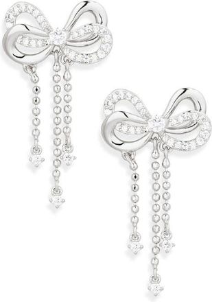 Nadri Chain Drop Bow Earrings in Rhodium at Nordstrom