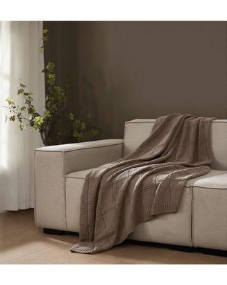 Brooklyn Loom Chenille Grid Knit Throw