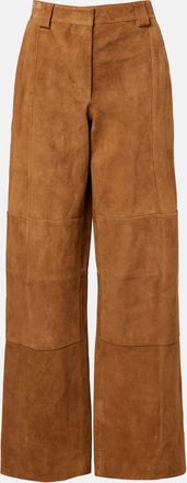 Tory Burch Pantaloni in suede a gamba larga