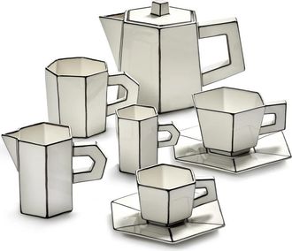 Serax Juego de t&eacute; 6 piezas blanco/negro Carte Blanche