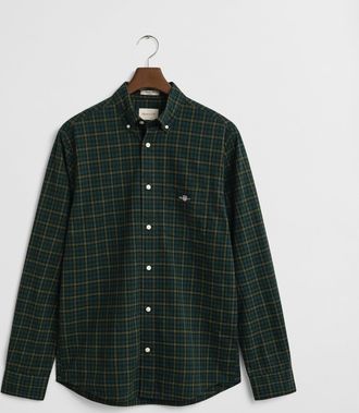 GANT Mens Check Pattern Shirt in Dark Green Cotton - Size Medium