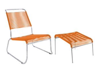 Schubiger M&ouml;bel Spaghetti-Kufen-Lounger-Hochlehner + Hocker S&auml;ntis