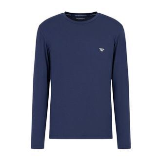 Emporio Armani Camiseta de manga larga ajustada con cuello redondo - Tops - Hombre - Azul - XL