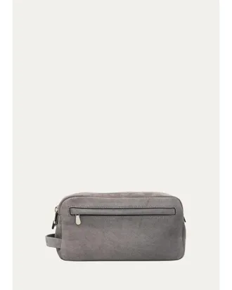 Brunello Cucinelli Mens Leather Wide-Mouth Toiletry Bag