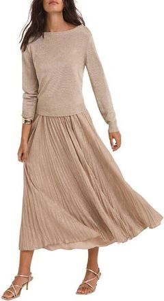 Mint Velvet Metallic Knit Layered sweater Dress in Gold at Nordstrom, Size X-Large