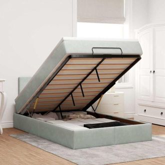 vidaXL Vidaxl - Estructura Cama Otomana Colch&oacute;n Terciopelo Gris Claro 120x200cm