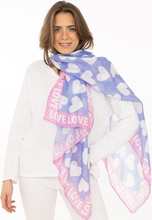 Zwillingsherz Schal ZWILLINGSHERZ Classic Hearts, Damen, hellblau, Web, Obermaterial: 100% Polyester, Modet&uuml;cher Schal, Herzmotiv, Schriftzug, transparent
