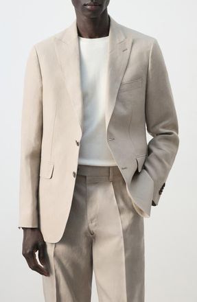 Mango Amalfi Linen Slim Fit Blazer in Beige at Nordstrom, Size 36