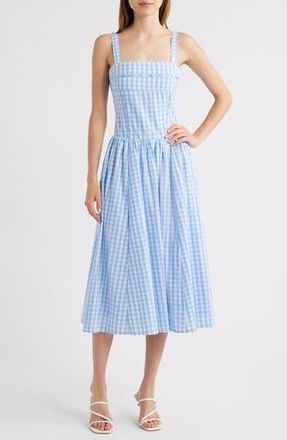 Moon River Cotton Gingham Dress in Light Blue at Nordstrom Rack, Size X-Small