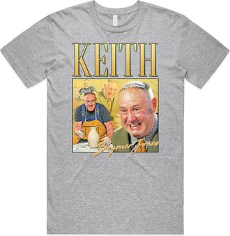 Sanfran Clothing Keith Brymer Jones Homage Top Pottery Funny Icon Gift Throw British TV T-Shirt XXL/Light Grey