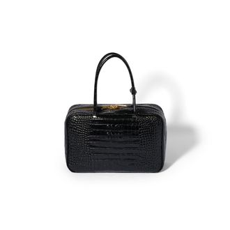 Miu Miu Beau Bag In Crocodile Embossed Leather, Woman, Black