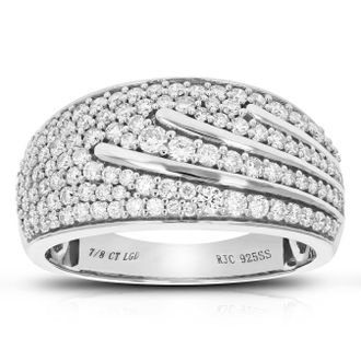 Vir Jewels 7/8 cttw Lab Grown Diamond Wedding Band in Sterling Silver For Women