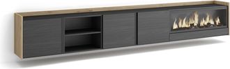 Skraut Home Skraut Home - Mueble Tv, Televisi&oacute;n, Muebles De Sal&oacute;n, Almacenaje, 315x35x50cm, Para Tv Hasta 80, Chimenea El&eacute;ctrica Xxl, Colgado, Suspendido, Estilo 