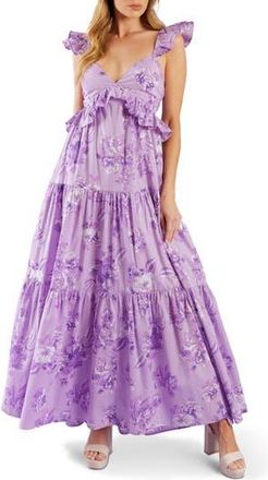 Flying Tomato Ruffle Trim Maxi Dress in Lavender at Nordstrom Rack, Size X-Small