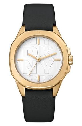 Gevril Group 316L Leather Strap Watch in Black at Nordstrom Rack
