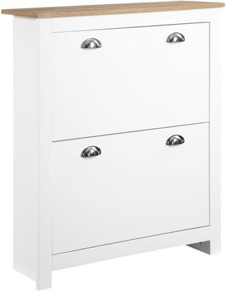 HOMCOM Homcom - Mueble Zapatero Estrecho Zapatero Entrada Recibidor Con 2 Cajones Abatibles Estantes Ajustables Para 12 Pares De Zapatos 79x23x90,5 Cm Blanco