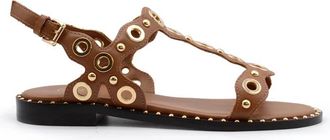 Ash Leren sandalen met gouden studs - Dames - Sandalen - Bruin - 36 EU - Leer - Schoenen